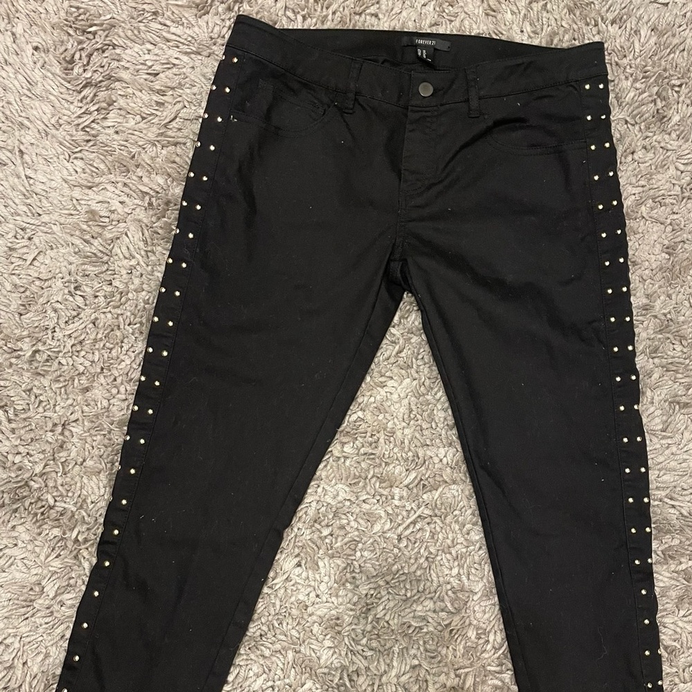 Black pants with gold studs